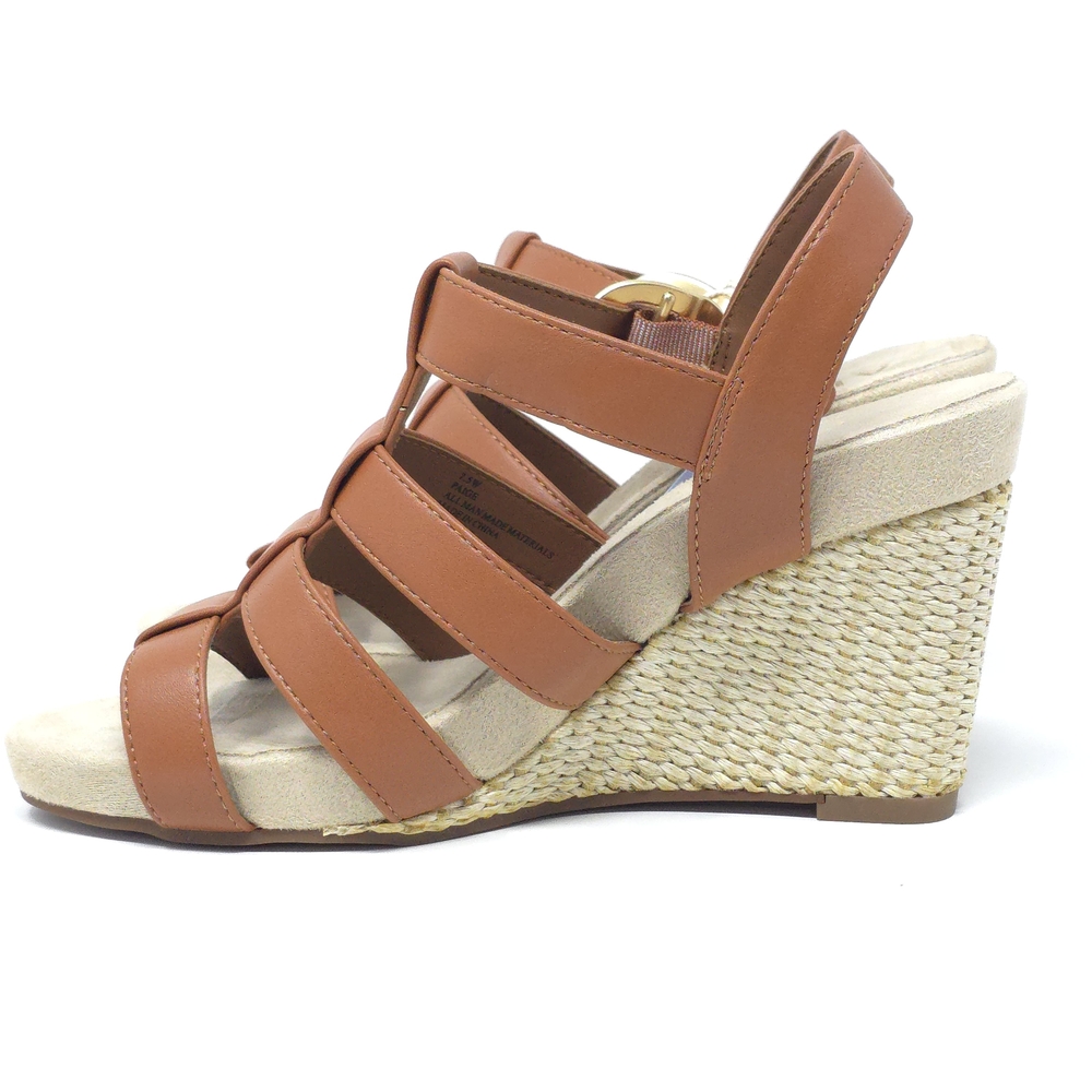 New Aerosoles Paige Gold Leather Caged Wedge Sandals Women’s - Picture 6 of 16
